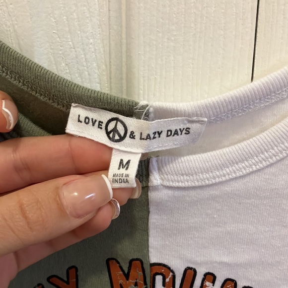 Crop top/ Blouse white and green - Picture 3 of 4